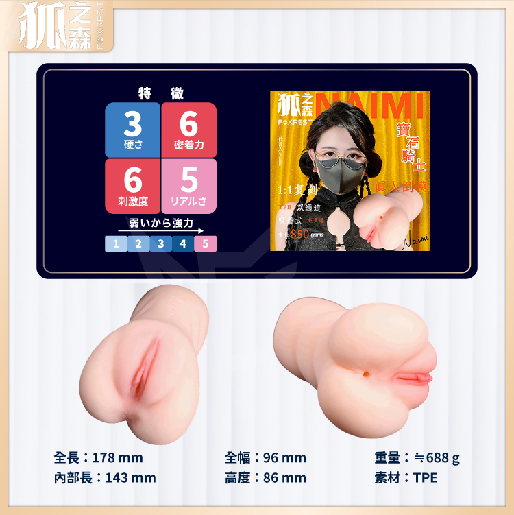 狐之森【奶咪倒模】1：1真人倒模性愛飛機杯情趣男用自慰陰臀複刻｜廠商直送